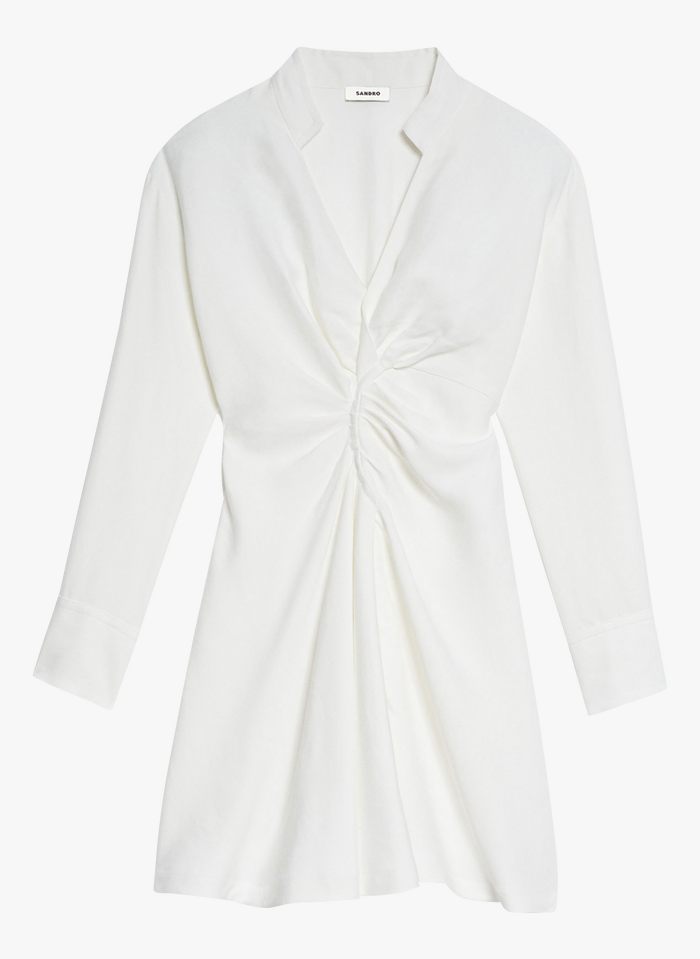 Sandro CELIA - Korte, Getailleerde Jurk Met Fronsjes | Wit - Afbeelding 2