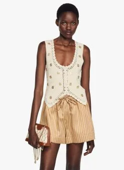 Sandro ADELE - Gehaakte Top Met V-hals | Wit