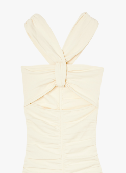 Sandro MERY - Halflange, Strakke Jurk Met Fronsjes | Wit