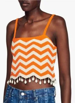 Sandro CASSANDRE - Croptop Met Vierkante Hals | Oranje