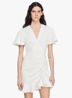 Sandro OP ALBI - Korte Jurk Met V-hals | Wit