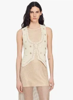 Sandro HOLLYWOOD - Lange, Rechte, Katoenen Jurk | Beige