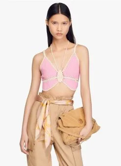 Sandro BUTTERFLY - Vlindervormig, Gehaakt Topje | Roze