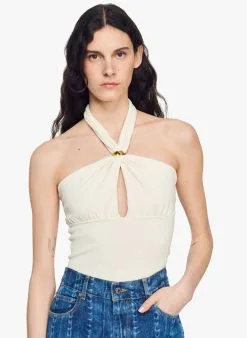 Sandro BRUNIE - Body Van Tricot Met Blote Rug | Wit