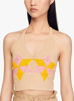 Sandro MUGUETTE - Top Court En Crochet | Veelkleurig