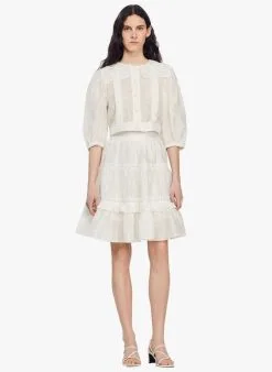 Sandro NORMANDIE - Korte Top Van Linnenmix Met Peter Pan-kraagje En Ajour | Wit