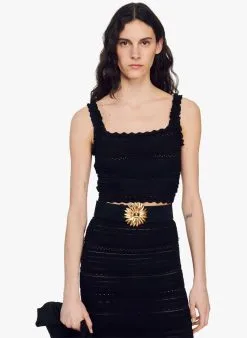 Sandro AMARA - Beha Van Tricot Met Fantasiemotiefje | Zwart