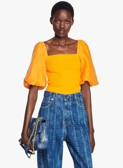 Sandro BEAUVOISIN - Top Met Vierkante Hals | Oranje