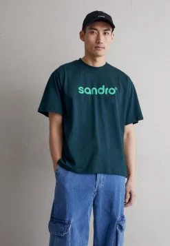 Sandro Retro Tee - T-Shirt Print - Vert Foncé